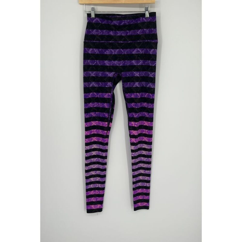 K-DEER Purple and Black Striped Leggings